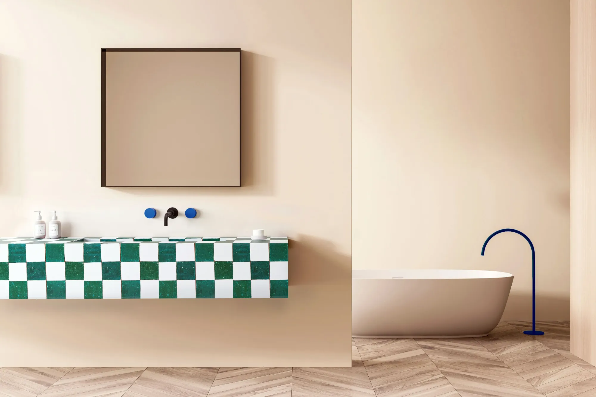 Chromablock by Wood Melbourne X Georgina McWhirter. Chromablock "for yves" collection on bathroom basin