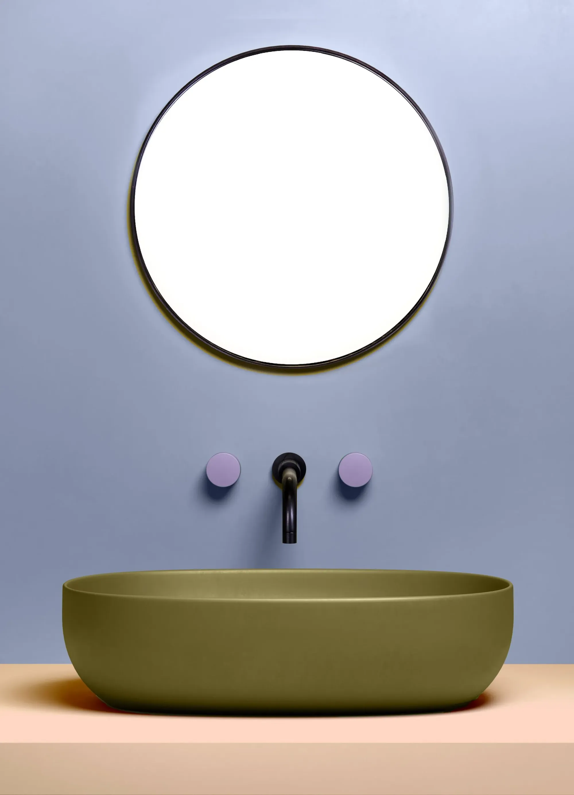 Chromablock by Wood Melbourne X Georgina McWhirter. Chromablock "Fervid" collection on bathroom basin