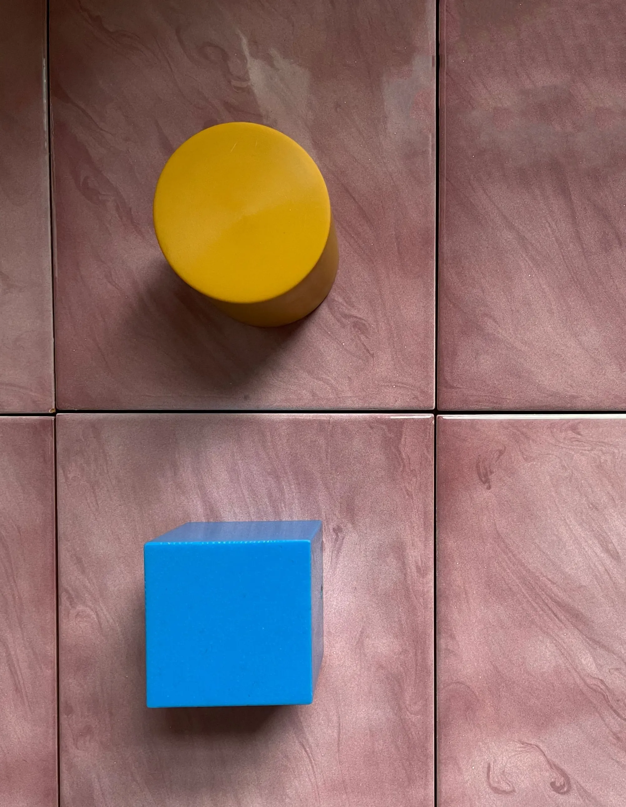 Chromablock by Wood Melbourne X Georgina McWhirter. Chromablock Colour "Fetid" (top) and "inclement" (bottom) on retro 1950s tiles.