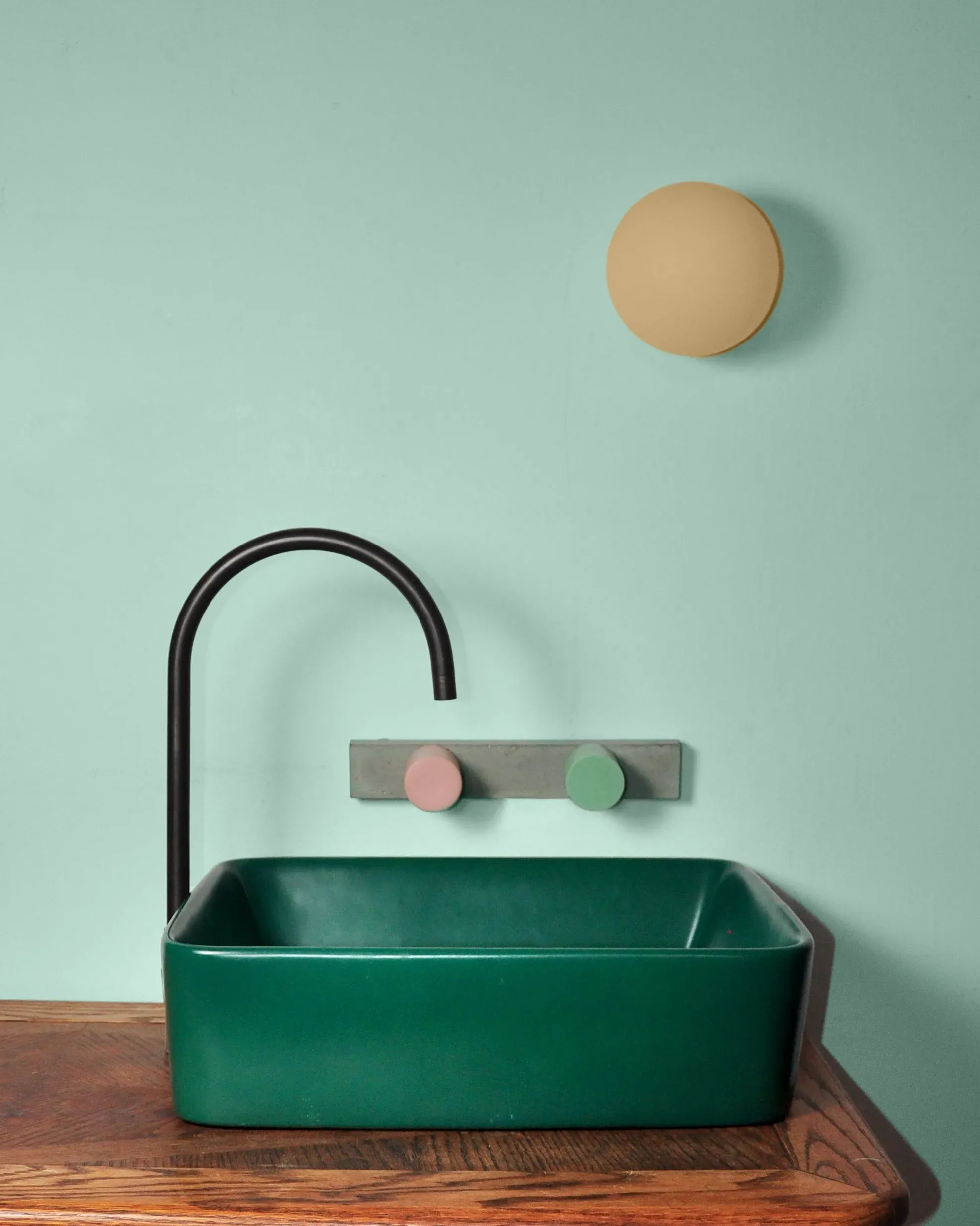 Chromablock by Wood Melbourne X Georgina McWhirter. Chromablock collection on bathroom basin