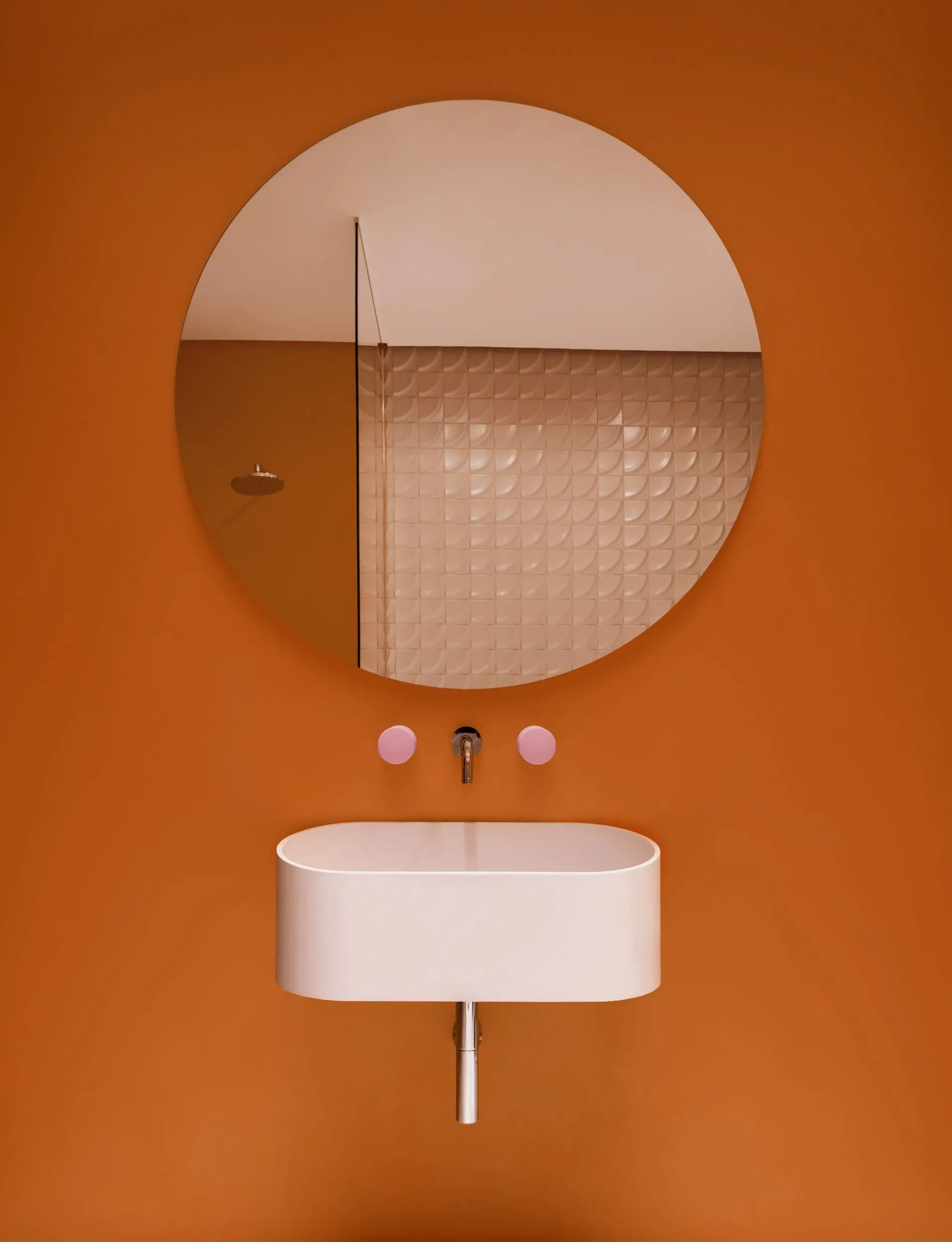 Chromablock by Wood Melbourne X Georgina McWhirter. Chromablock collection on bathroom basin