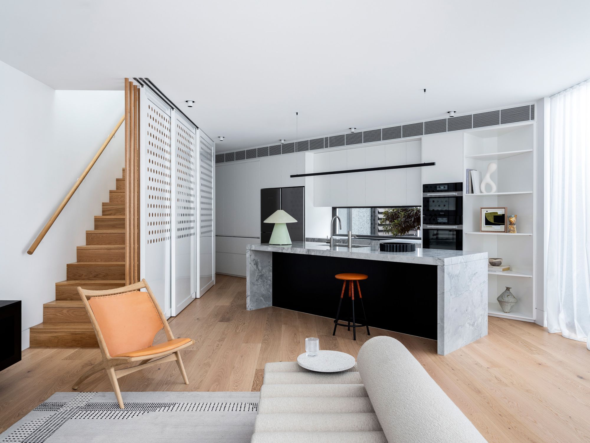 Bondi Beach House by Carla Middleton Architecture. Kitchen and living room view