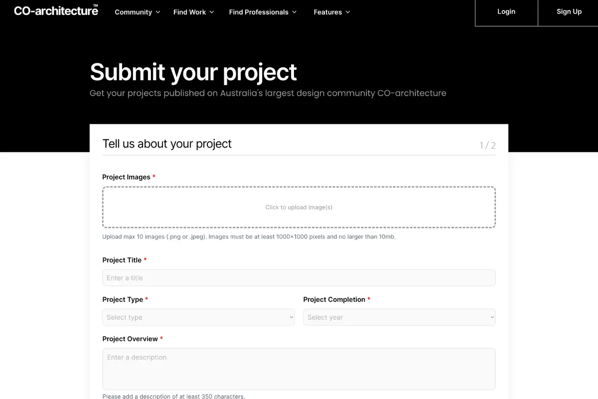 Project Submission Page on CO-architecture