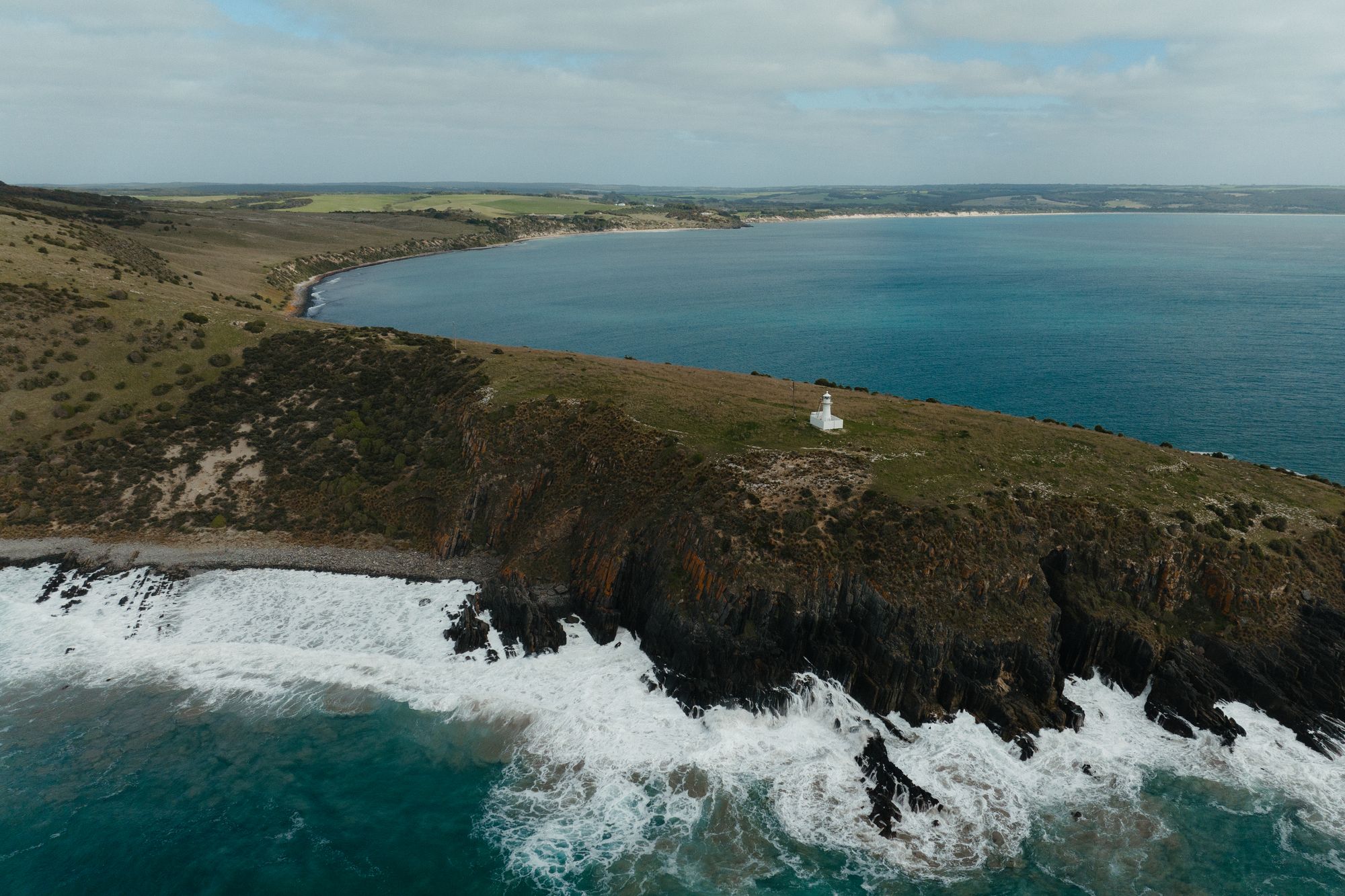 CABN X Cape St Albans. Birds eye view of Kangaroo island light house. 