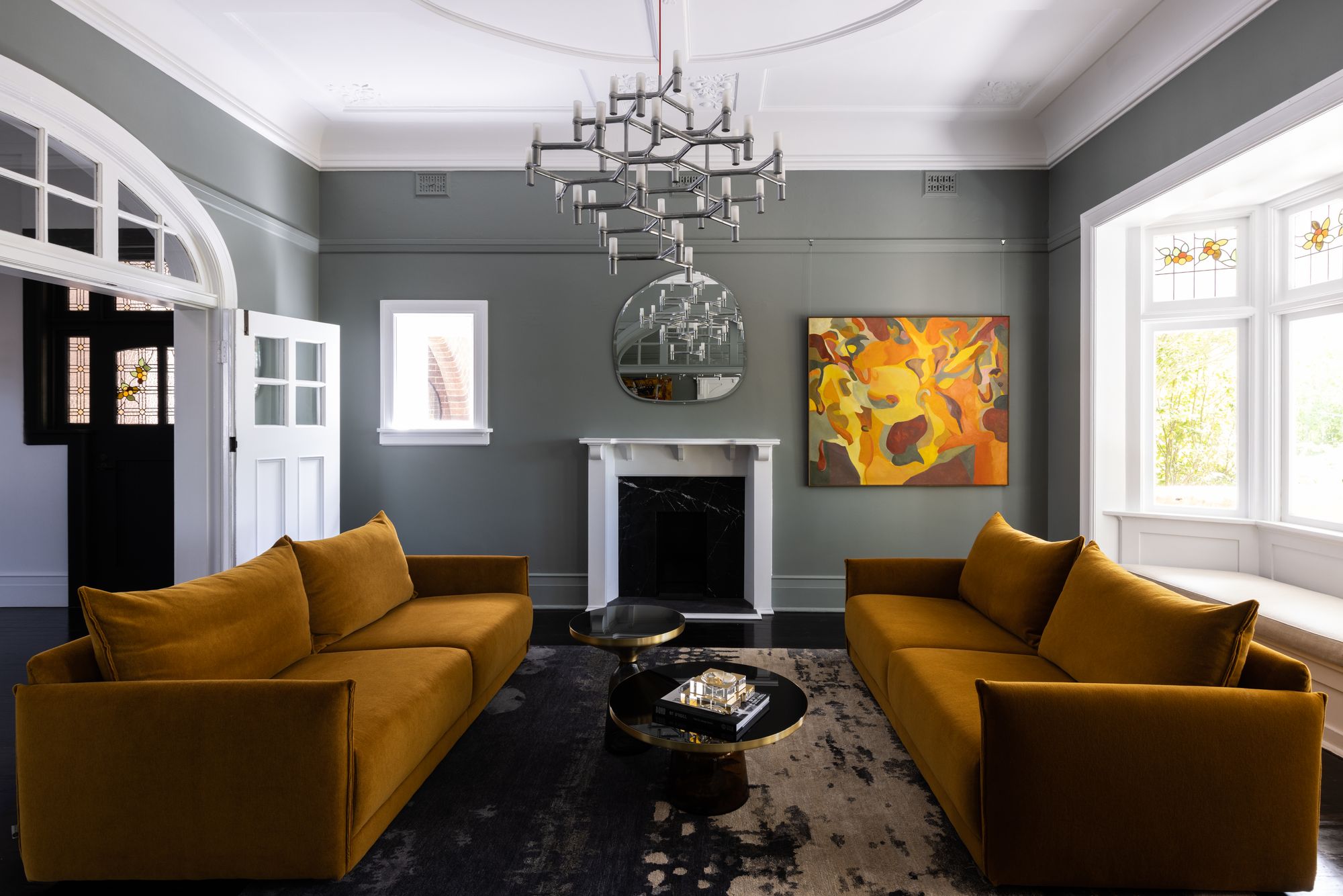 Tongkah by MCK Architects. Living room view, featuring ornamental detailing of original heritage features. 