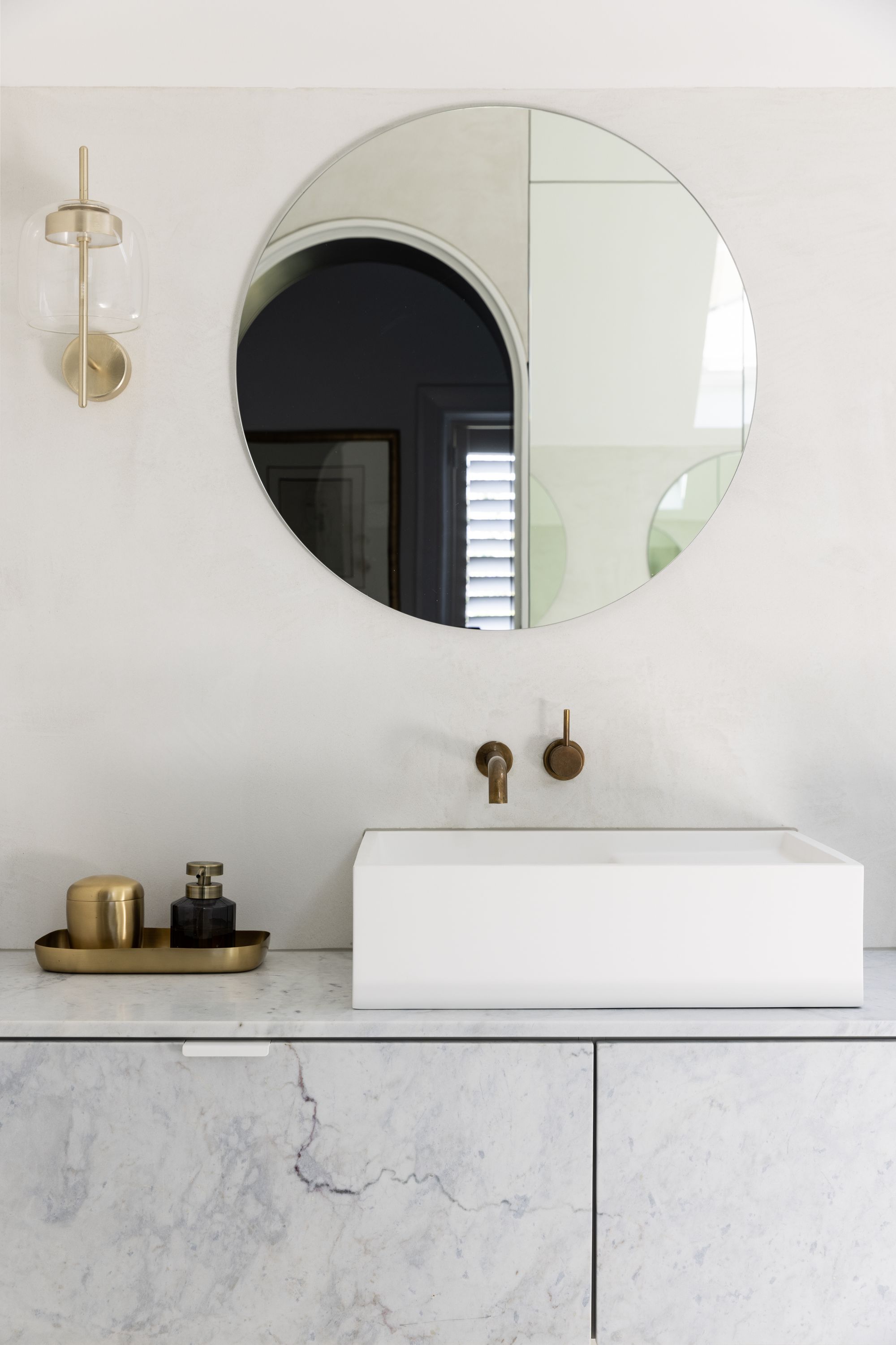 Tongkah by MCK Architects. Detailed view of bathroom marble vanity. 