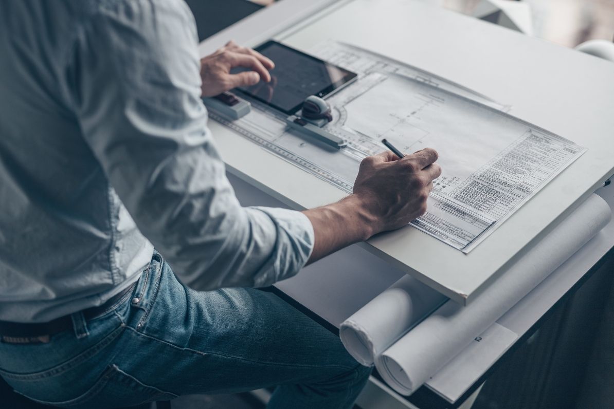 Architect working on a floor plan