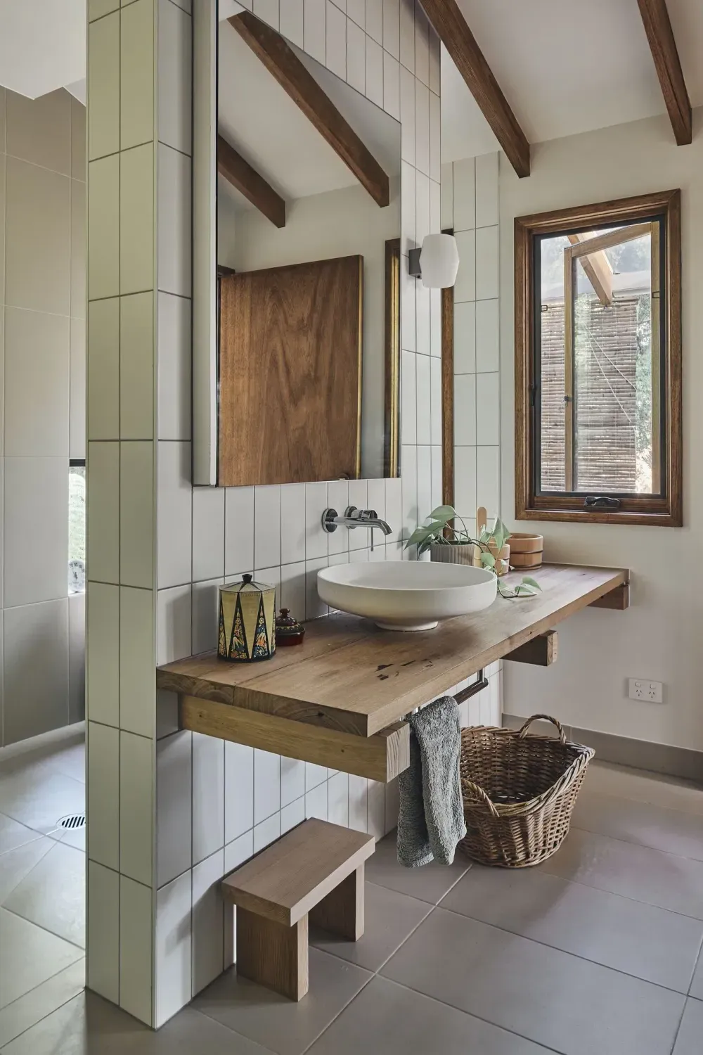 Engawa House by Inbetween Architecture. Restored vanity within Engawa bathroom project