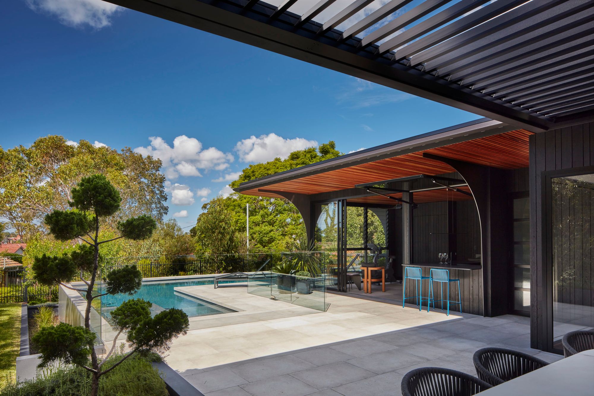 The Pavilion Castlecrag by McNally Architects. Outdoor entertaining space, with pool