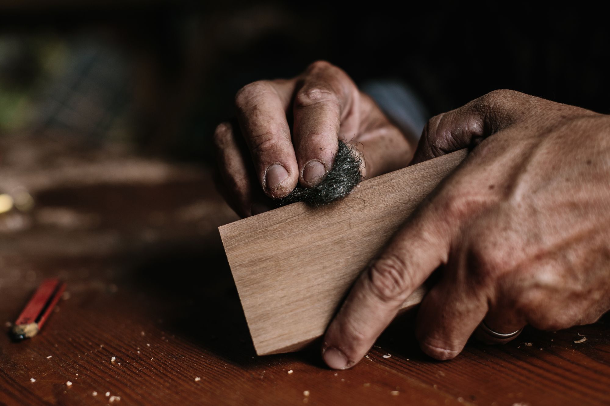 Oliver MacLatchy of Wood Melbourne. Detailed view of Oliver ebonising wood