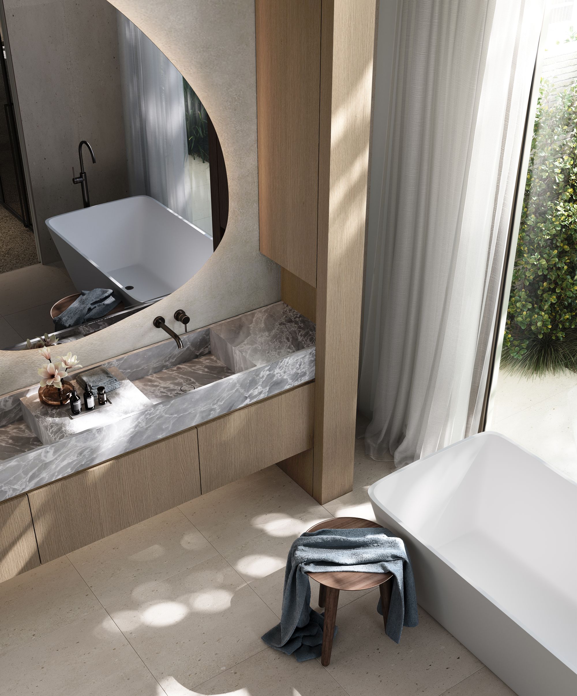 Stella Maris: The Arbory Master ensuite by MONNO. Birds eye view of ensuite. 