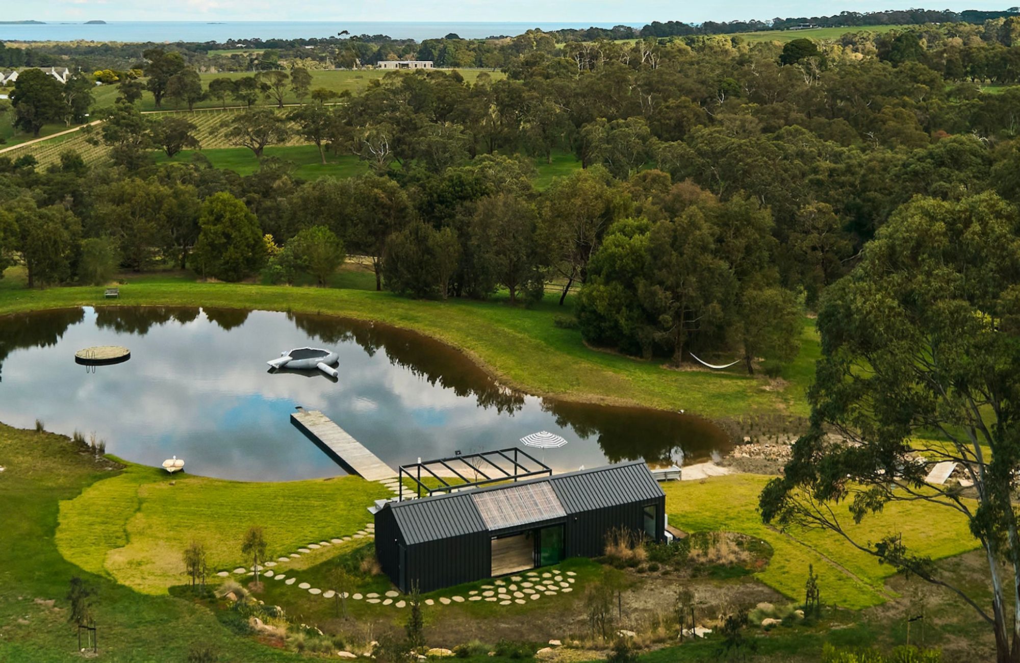 An aerial shot of one of Arkular's houses in the landscape