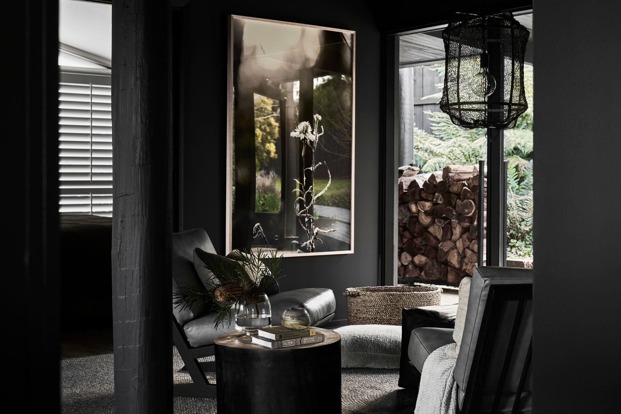 Jumoku Daylesford. Showing the moody interior sitting area