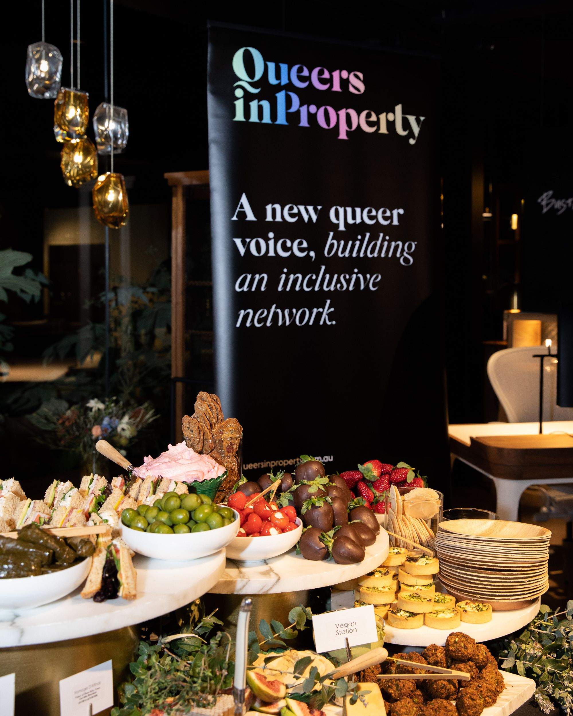 Queers in Property panel discussion at Living Edge in Melbourne showing the catering