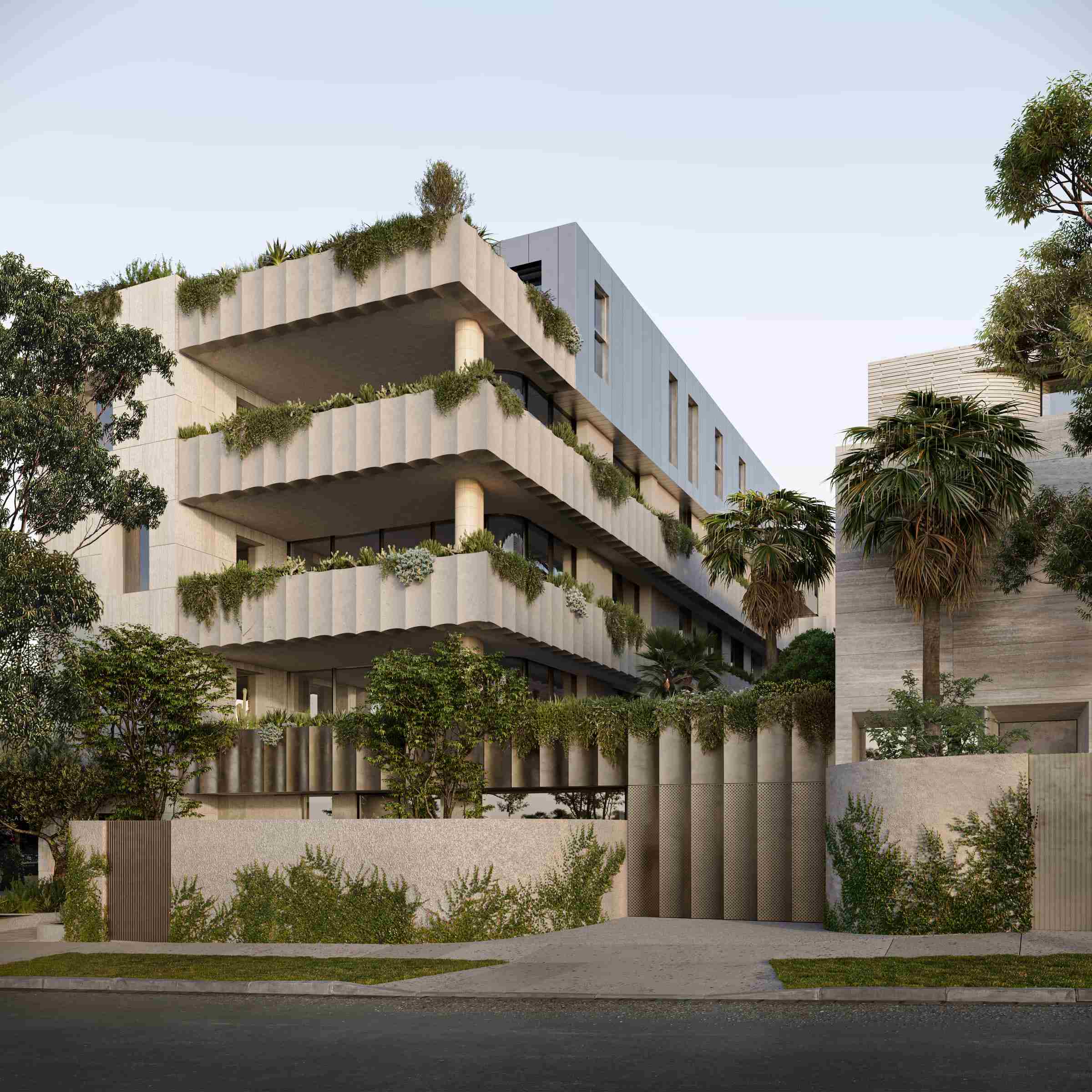 Avoca, Domain Hill, South Yarra by Prime Edition showing the street facade of the apartment development