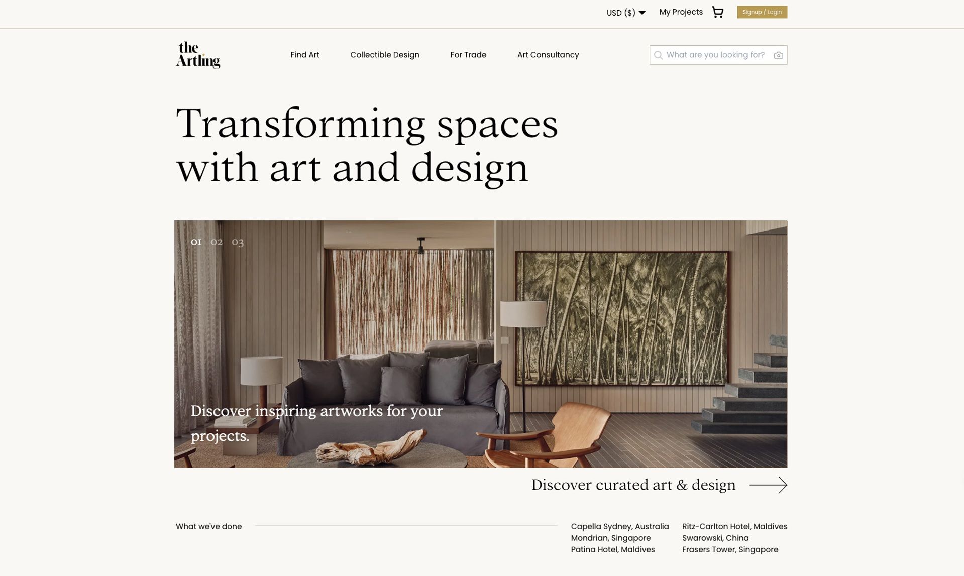 The Artling's revamped website landing page