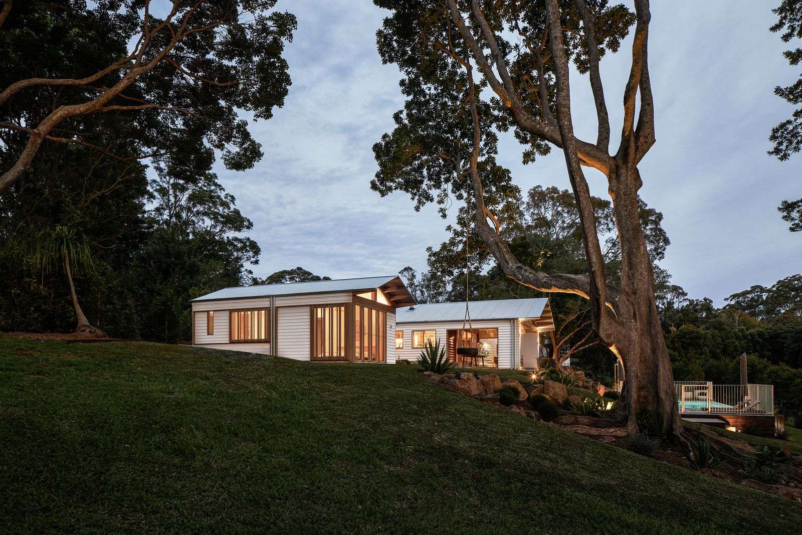 The Caretaker's by Aphora Architecture showing the house sitting in the Byron Hinterland landscape