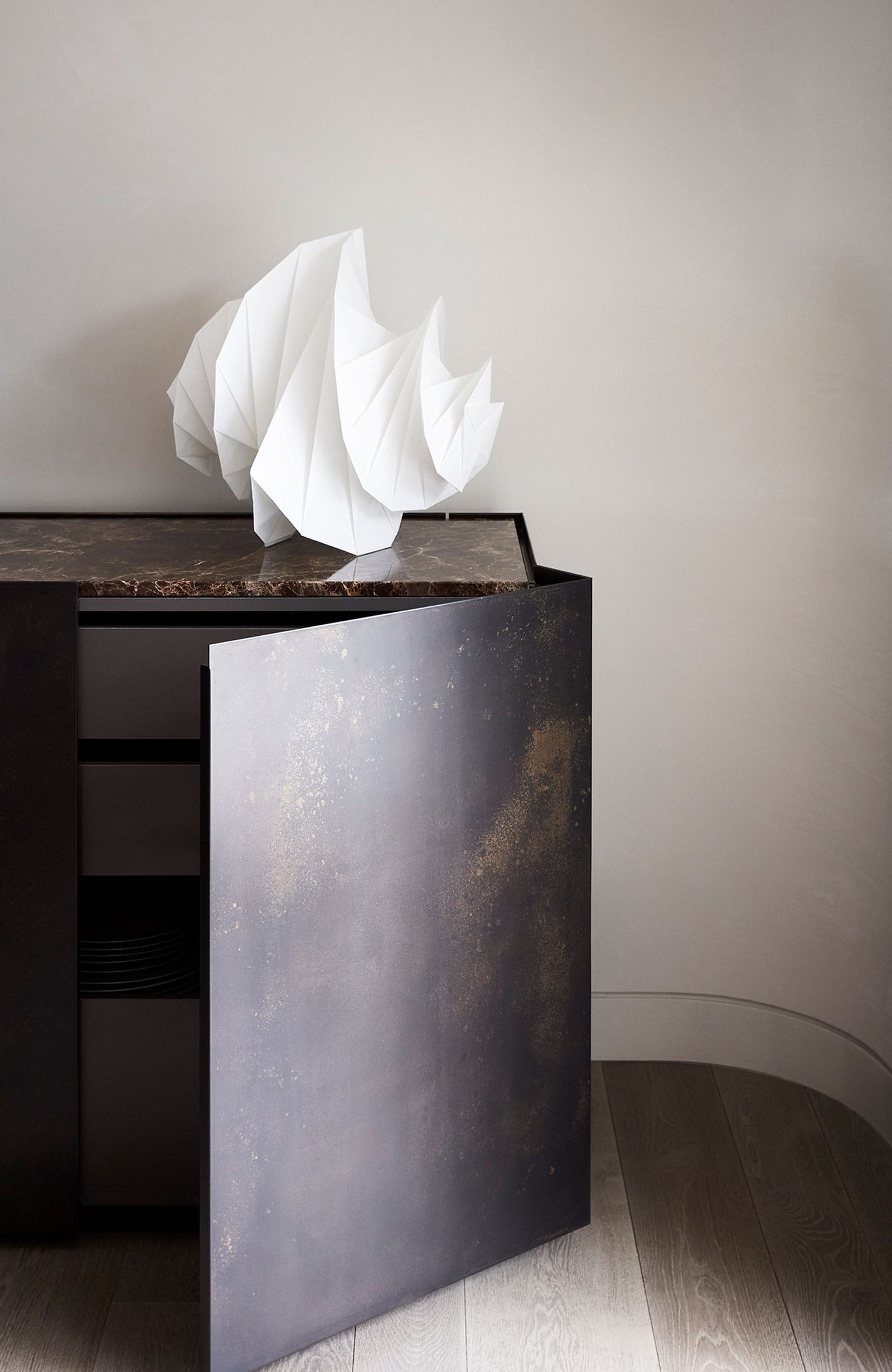 Arc Side by Jolson. Photography by Lucas Allen. Detail shot of a joinery piece in this renovated apartment.