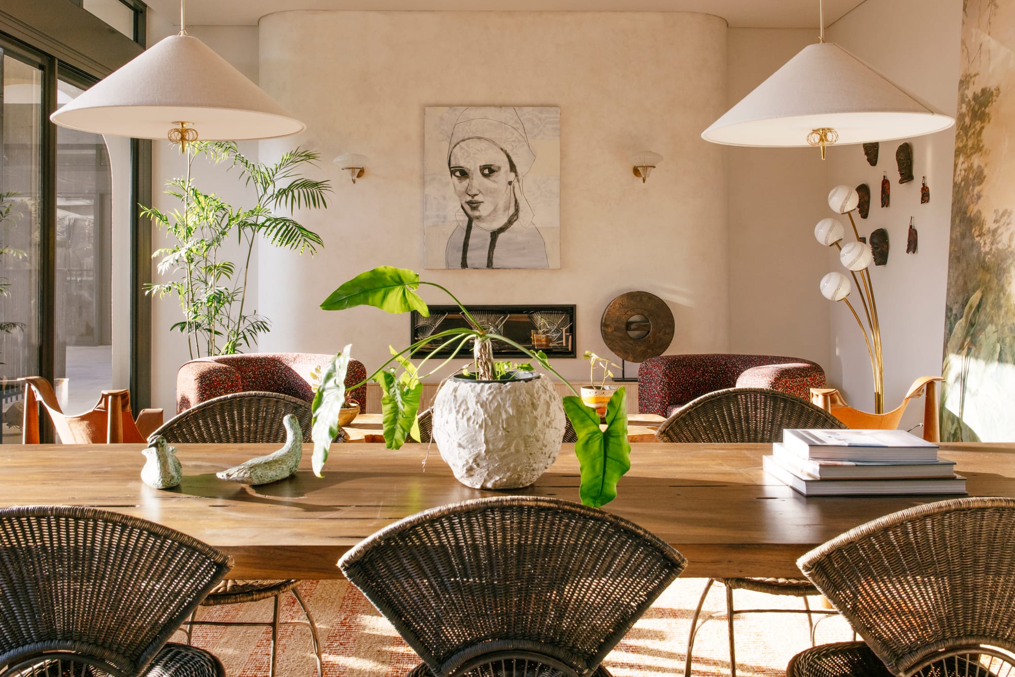 An interior shot showing the eclectic interiors of the Byron bay boutique hotel communal areas