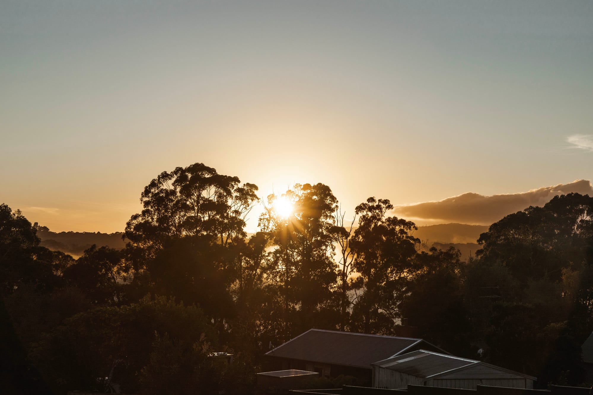 Forrest Haus Retreat. Images copyright of Forrest Haus Retreat. An exterior shot showing the sun setting over the landscape