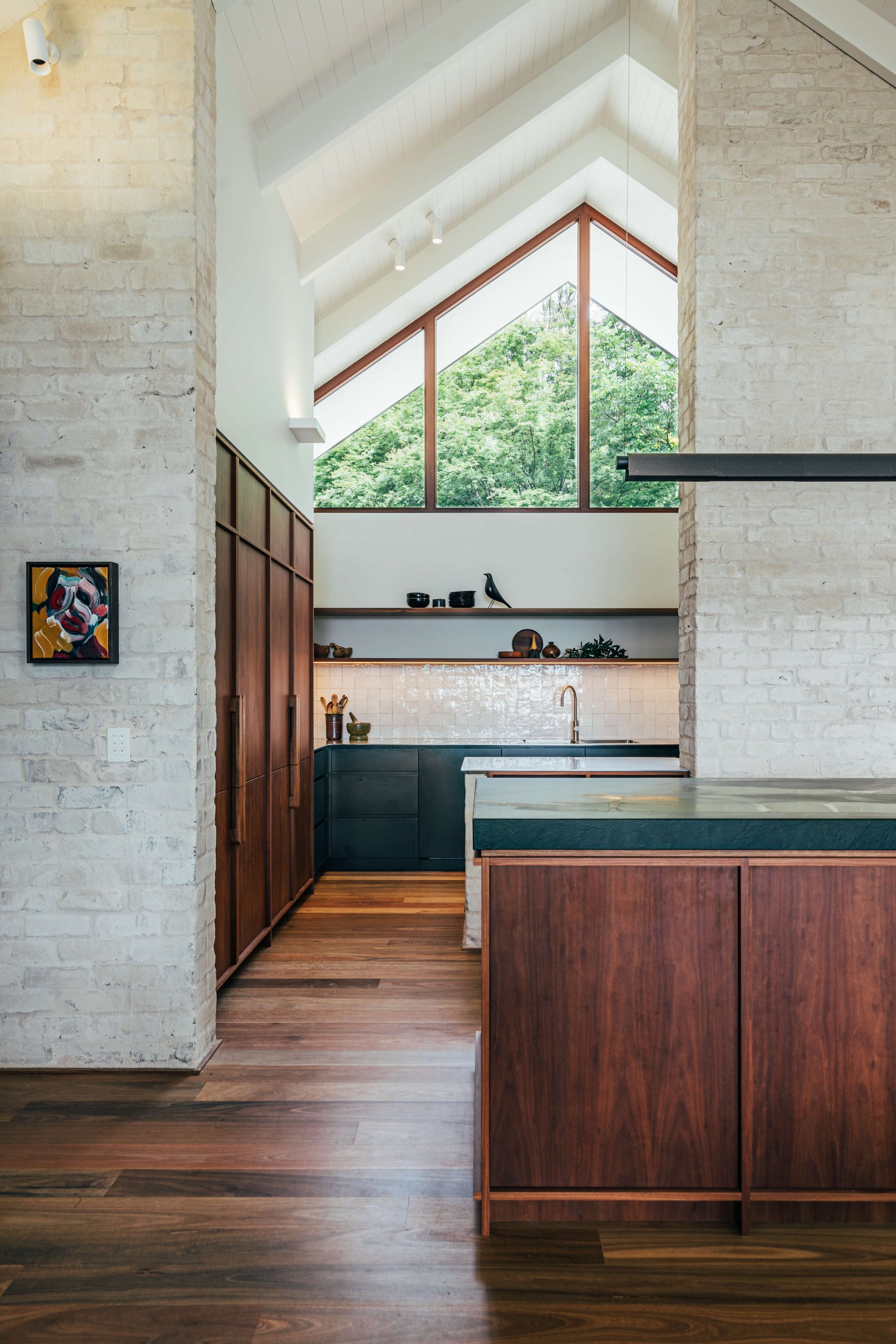 Project 465 by Robertson Collectif. Photography by Anna Mul. Gable ceiling in kitchen. 