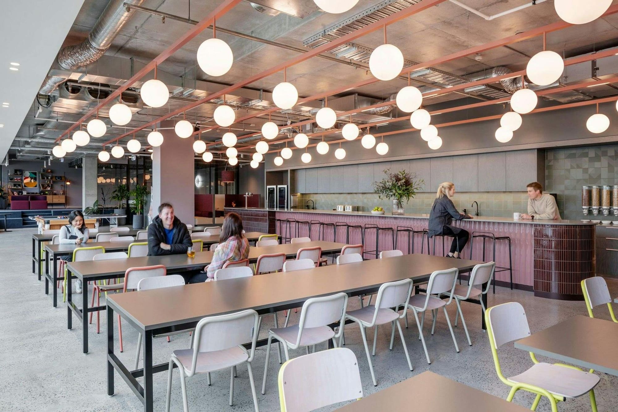 The Commons South Yarra by Foolscap Studio. Co-working space community room with a warm atmosphere and soothing colors