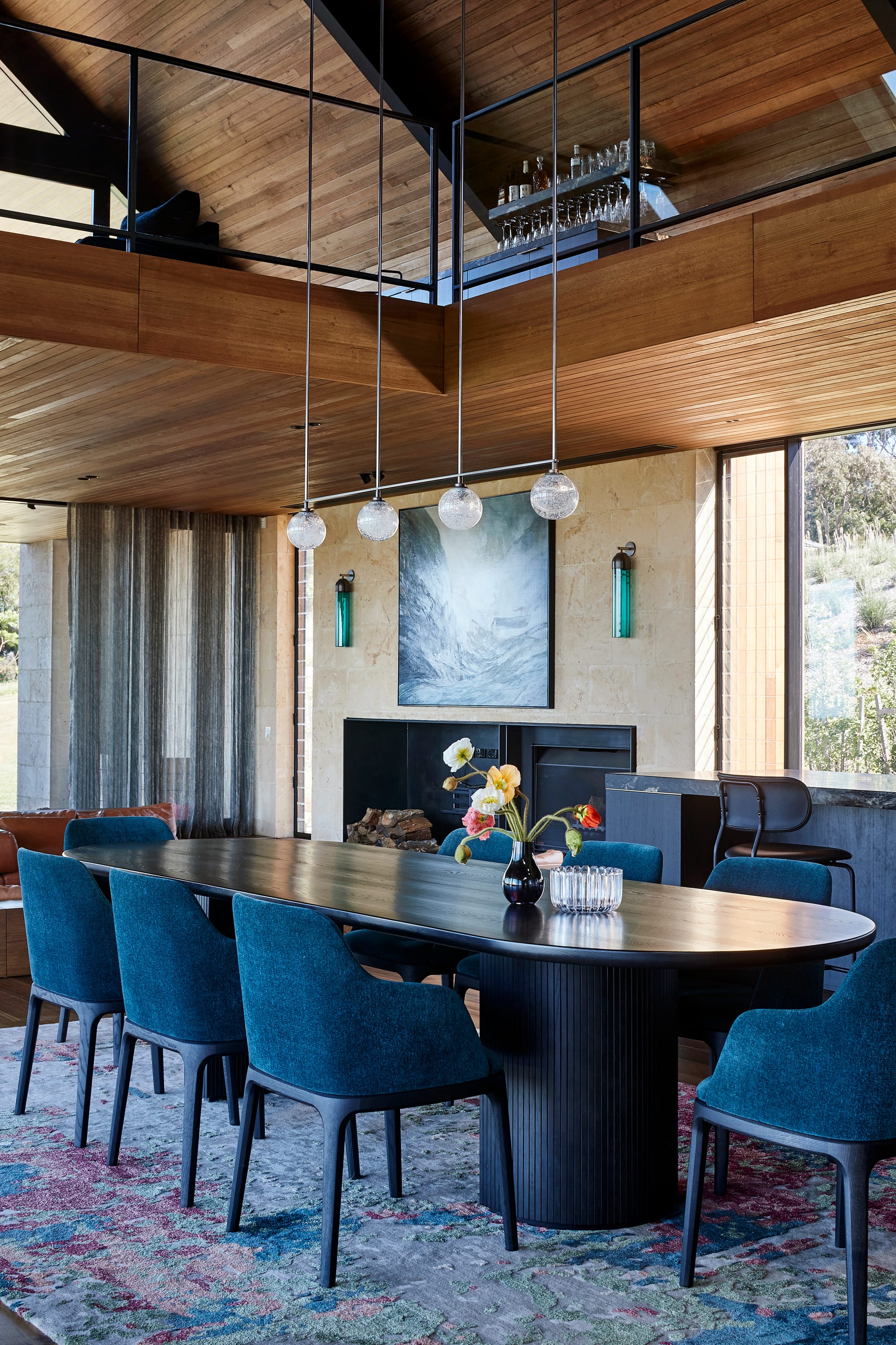 Flinders Residence by Abe McCarthy. Modern residence maisonette interior featuring dining area.