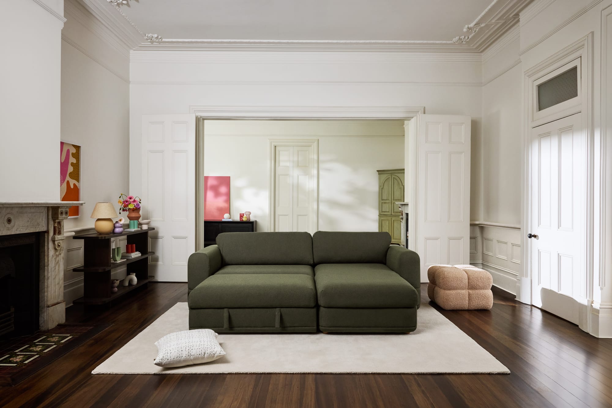 Koala Wanda Sofa Bed in green in a nicely styled home