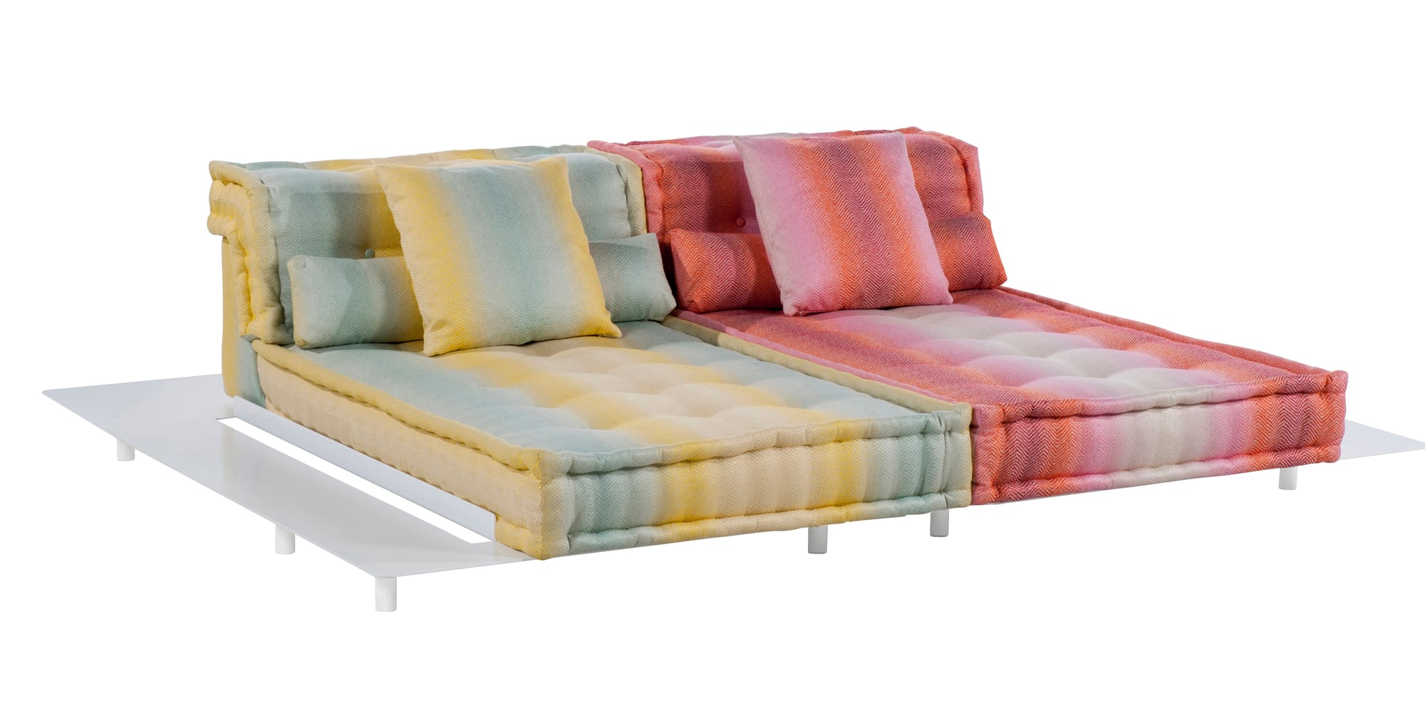 Outdoor Collection by Roche Bobois. Colorful modern modular outdoor double seater sofa.