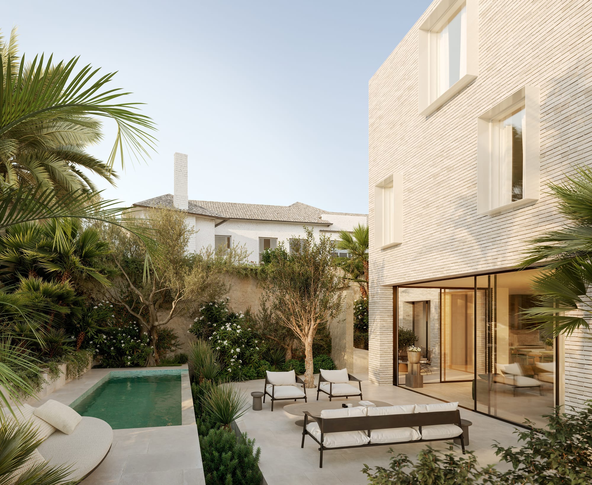 An external render image of the courtyard space and pool at Avoca development by Prime Edition