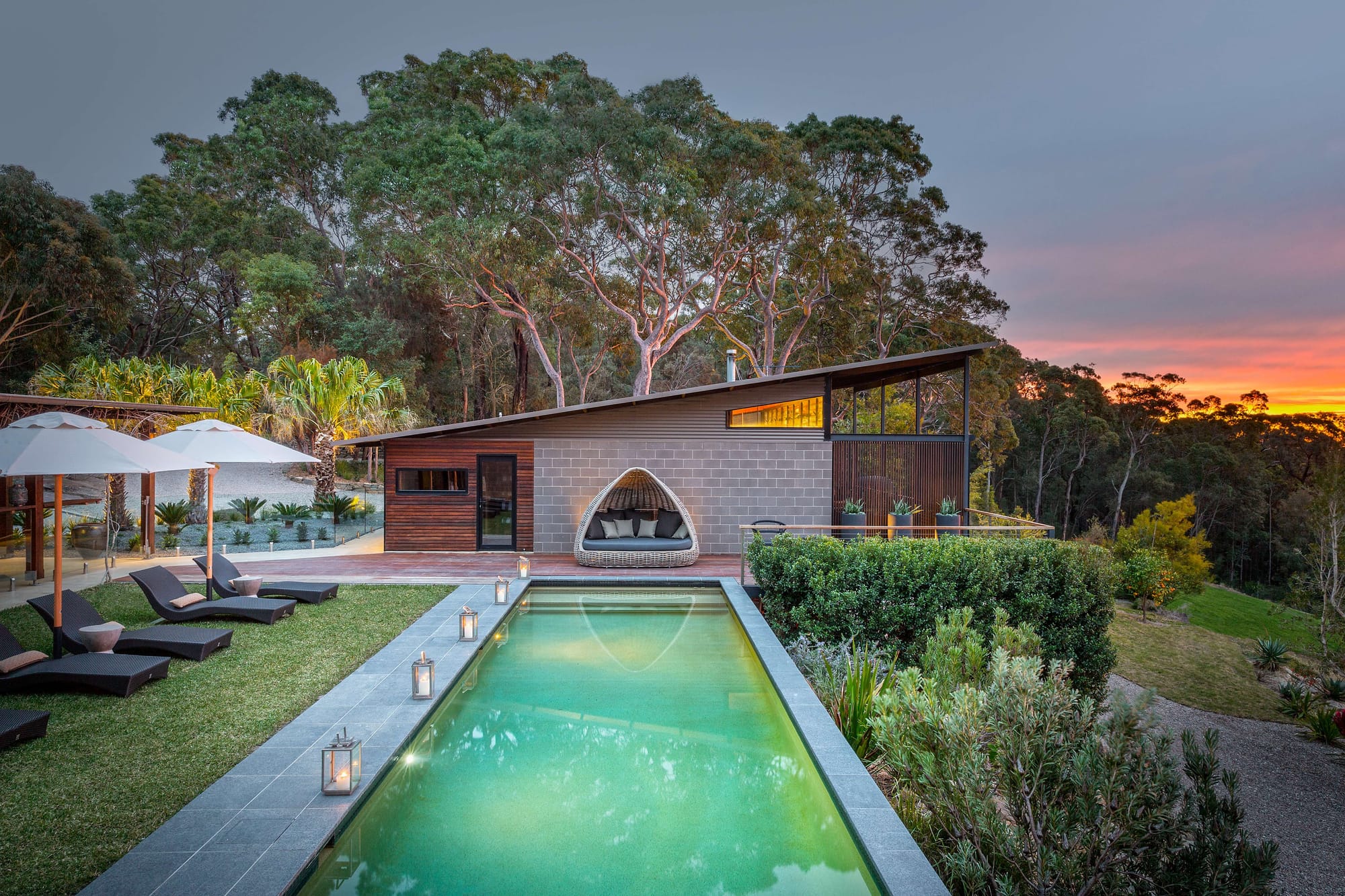 Spicers Sangoma by Barbara Tarnawski Architects. Outdoor pool next to building.