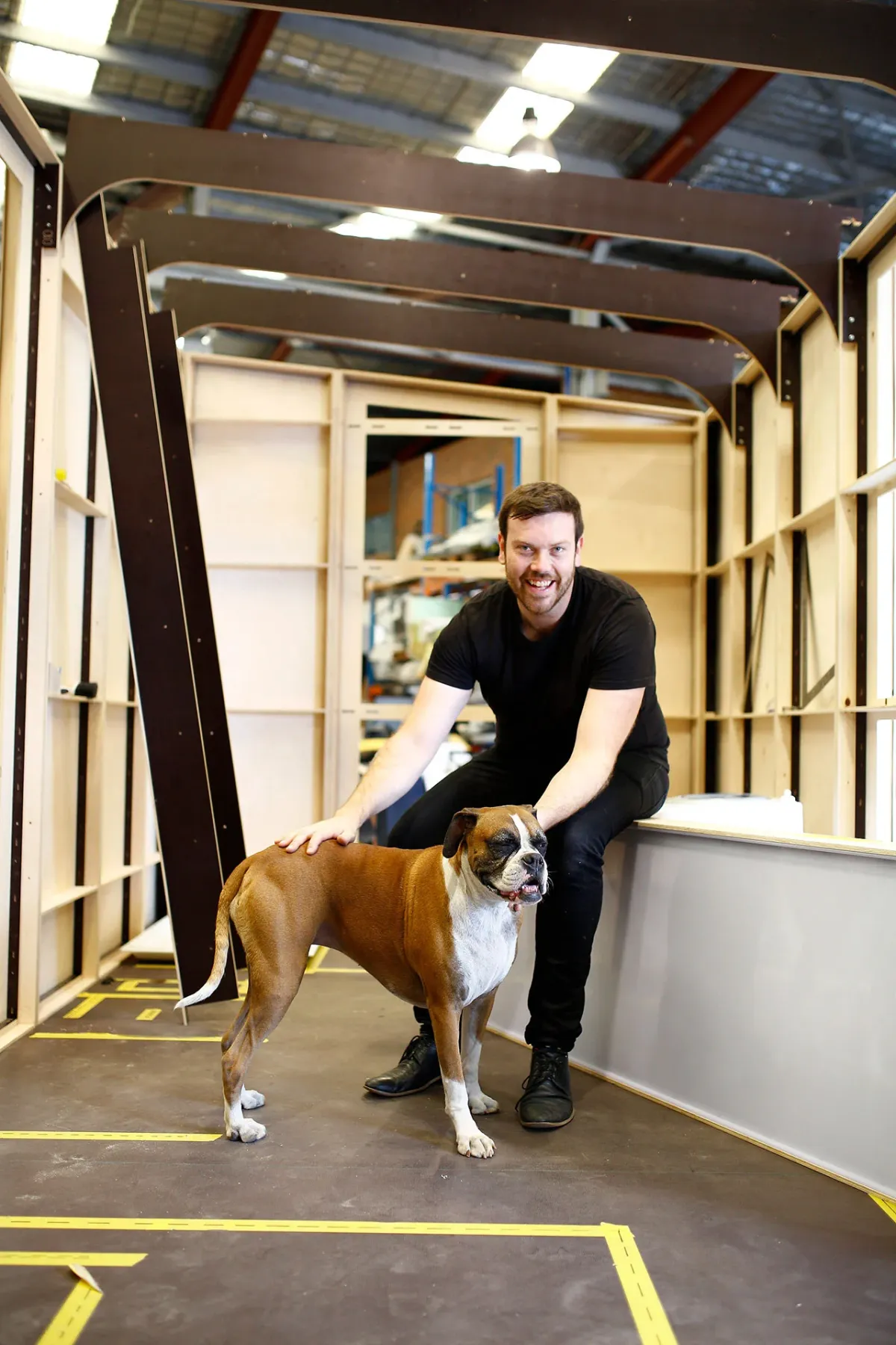 Alexander Symes Architect portrait shot with his dog